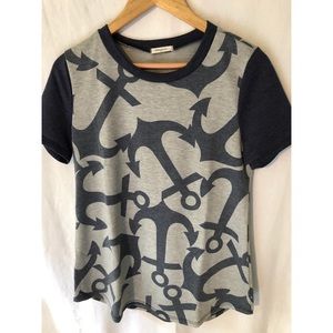Anchor print short sleeve T shirt